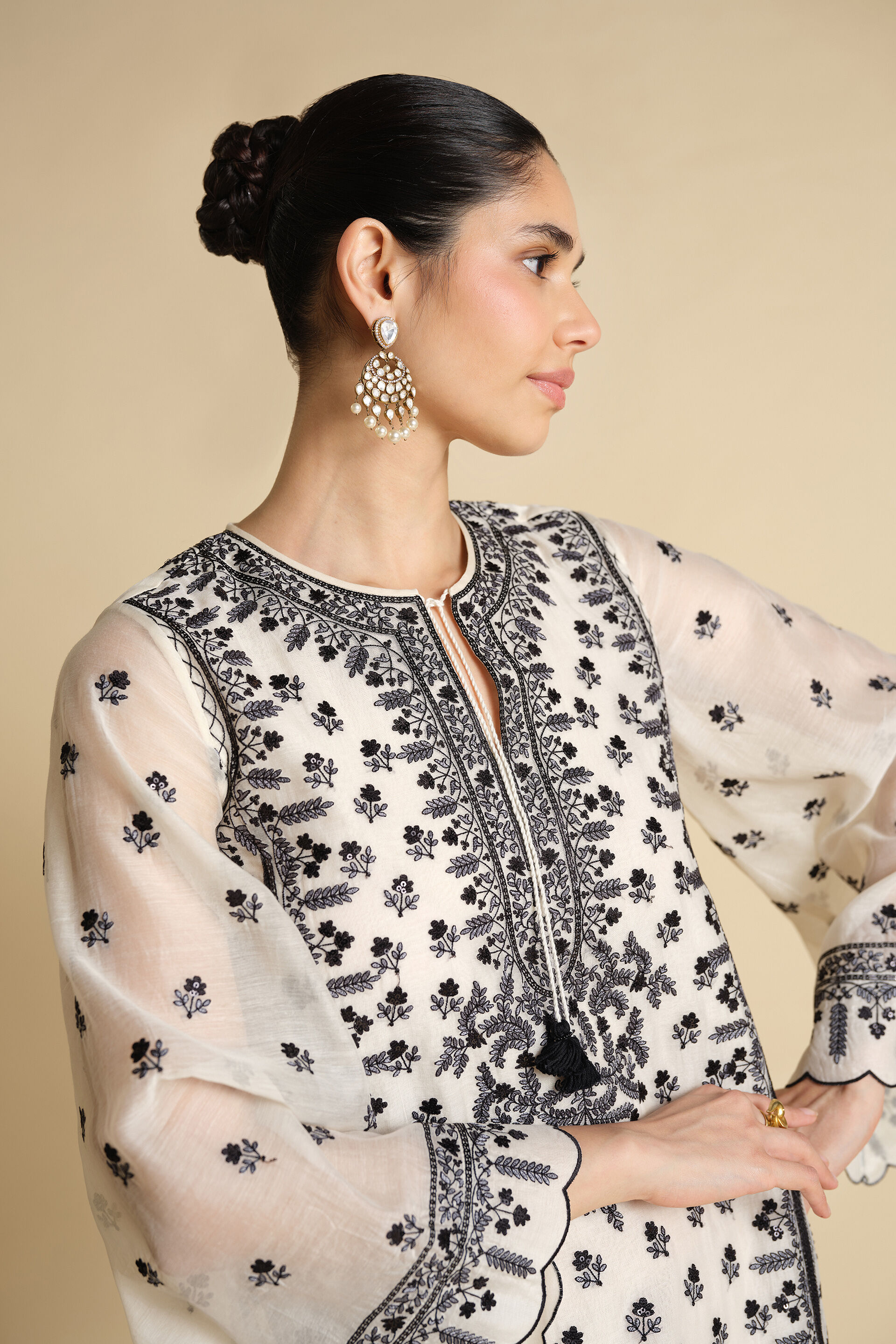 Sawsan Embroidered Mul Kaftan - White, White, image 5